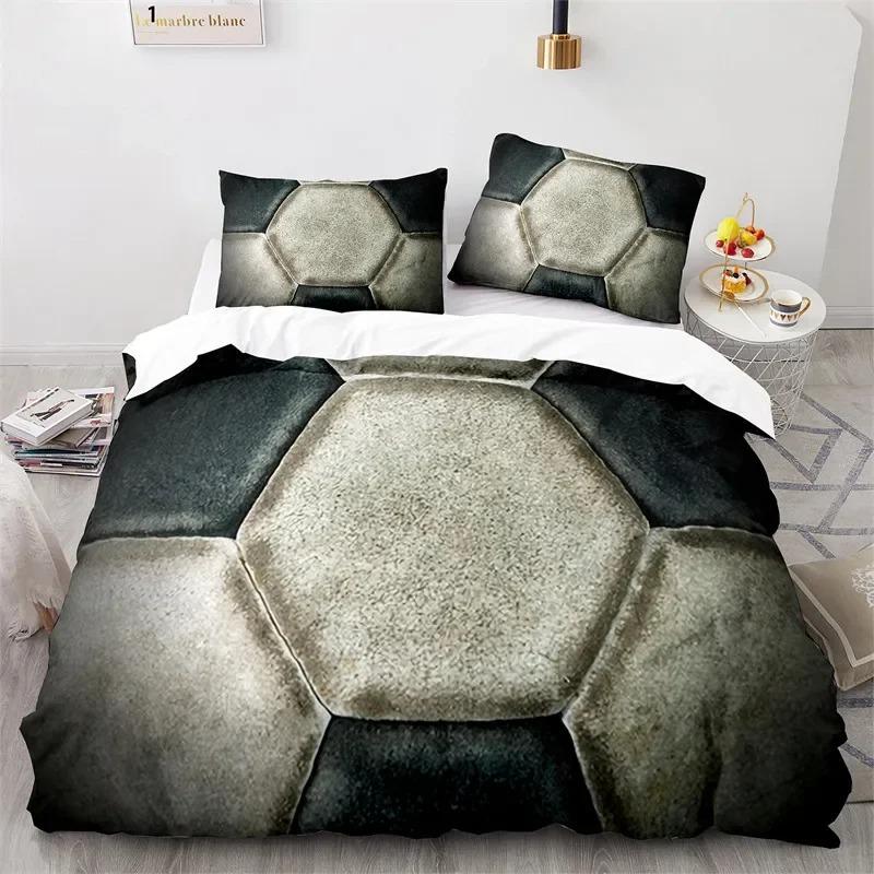 3D Fotbalová sada povlaku na přikrývku King Queen pro chlapce Akvarelová fotbalová ložní sada Sportovní téma pro studentskou kolej dítěte