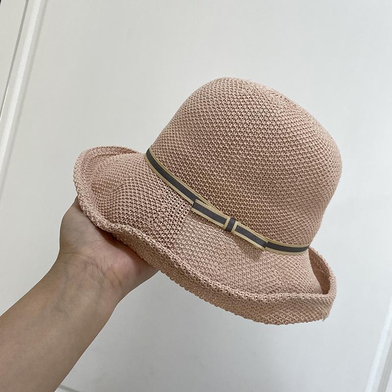 Frühling und Sommer neuer Stil Schleife gestrickte Sonnenschutzvisier Kinder atmungsaktiv leicht Fischerhut Beckenhut