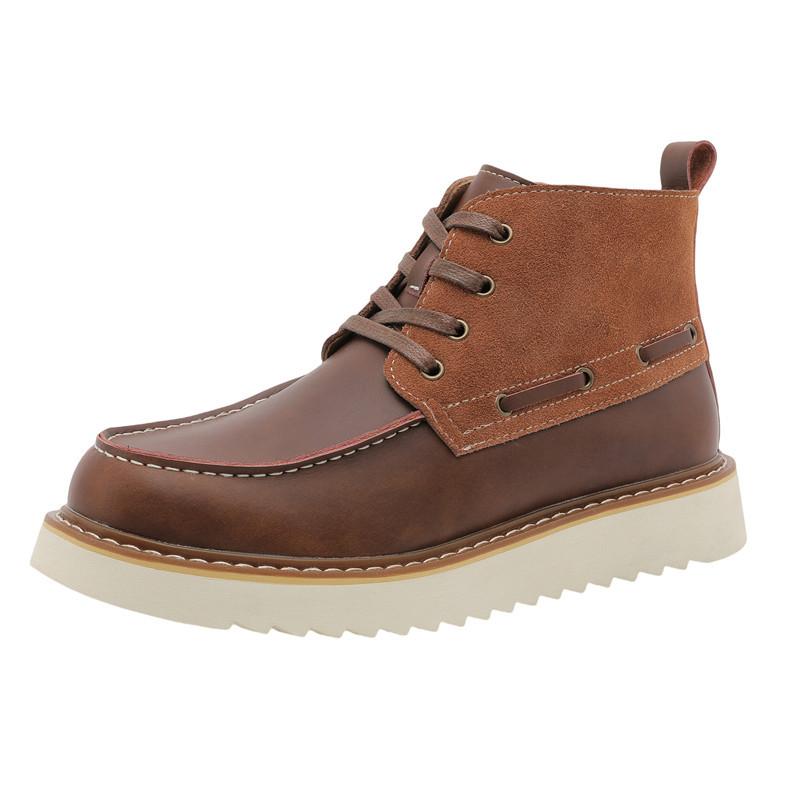 Boots Leather Martin Boots High Top Retro Locomotive Boots American Brown Medium Top Short Boots Desert Hiking Boots