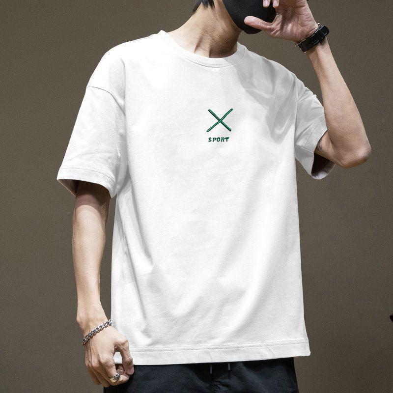 

Retro Short Sleeved T-shirt for Men s Summer Fashion Brand Pure Cotton T-shirt with Fashionable Pattern S