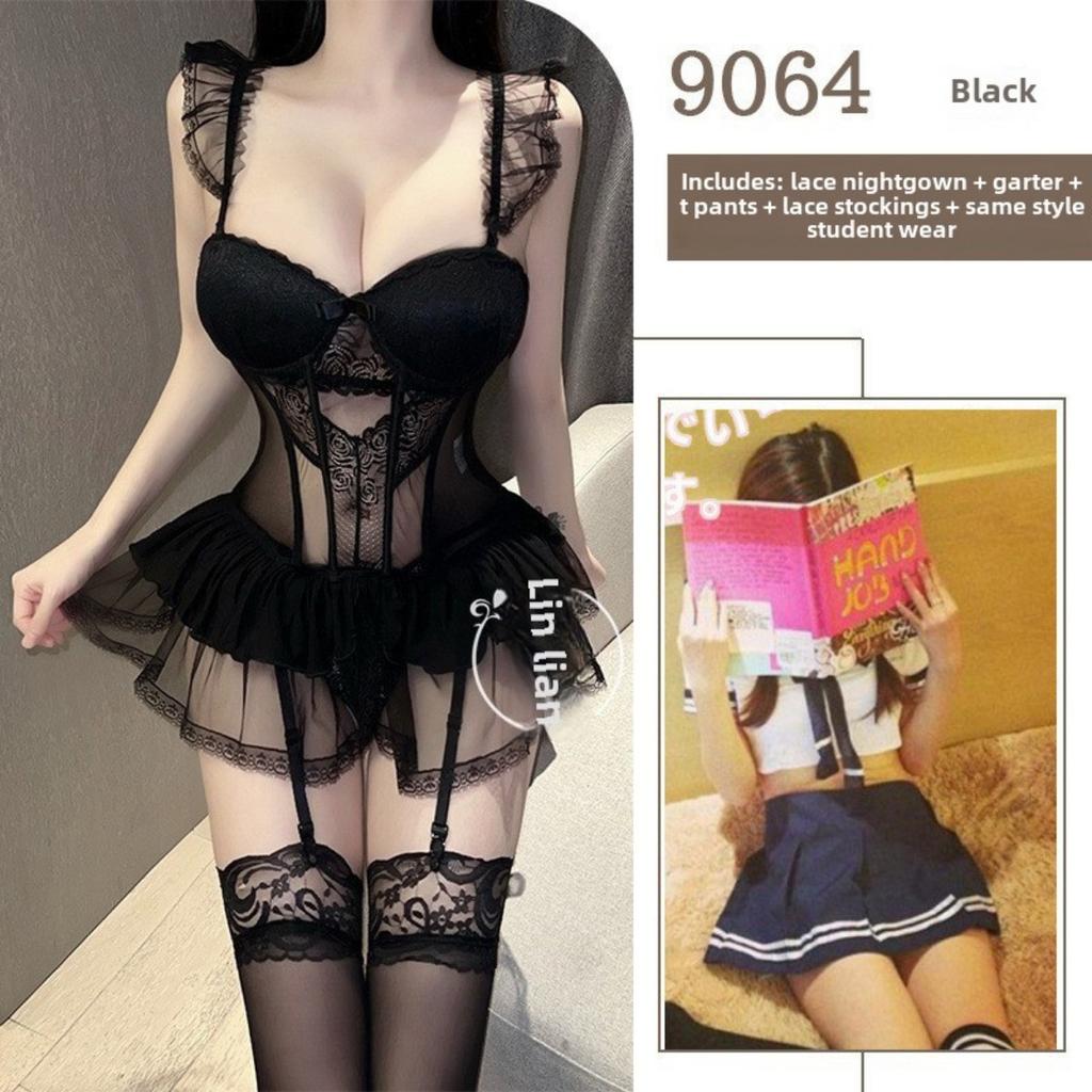 Sexy Lingerie Uniform Hollow Mesh Passion Suit Free of Temptation Small Chest Show Big Nightdress