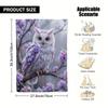 [1pc Ultra-Soft Flannel Blanket] Ultra-Soft Twin Size Flannel Throw Blanket - 1pc Purple Blossom Owl & Pink Flowers Fantasy Prin