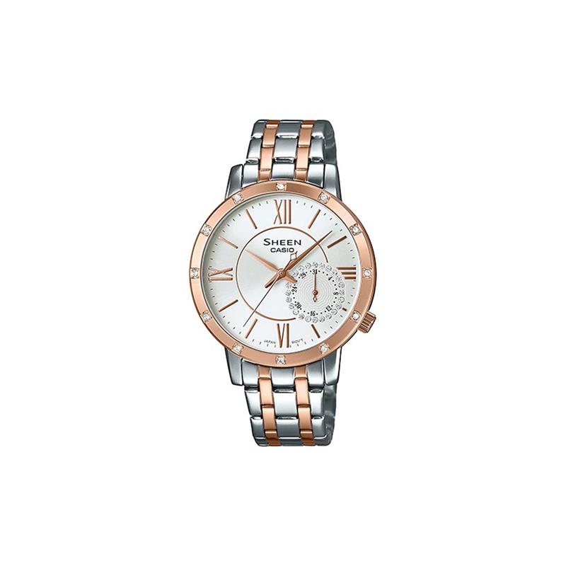 

Casio CASIOSHEEN series 50 waterproof depth quartz movement stainless steel strap Japanese and Korean watch 40.9mm women s watch silver SHE-3046SGP-7A серебряный