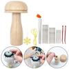 DIY Wooden Hole Mushroom Patchwork Kit Repair Knitting Crafts Needle Base Includes Accessories Fun and Colorful