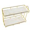 Bathroom Storage Rack Gold White 2 Tier Makeup Shelf Humanized Structure Anti Slip Counter