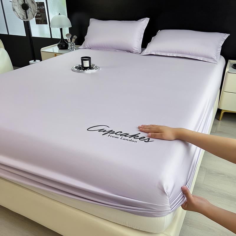 

Ice Silk Fitted Sheet Style Single Piece Summer Letter Bedspread Mattress Protector Sheet Reactive Printing and Dyeing 90x200cm [single bed hat]