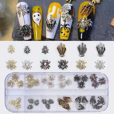 Halloween Diamant Nagel Stempelplatten Spinne Schädel Muster Diy Nail Art Aufkleber Aufkleber Nagel