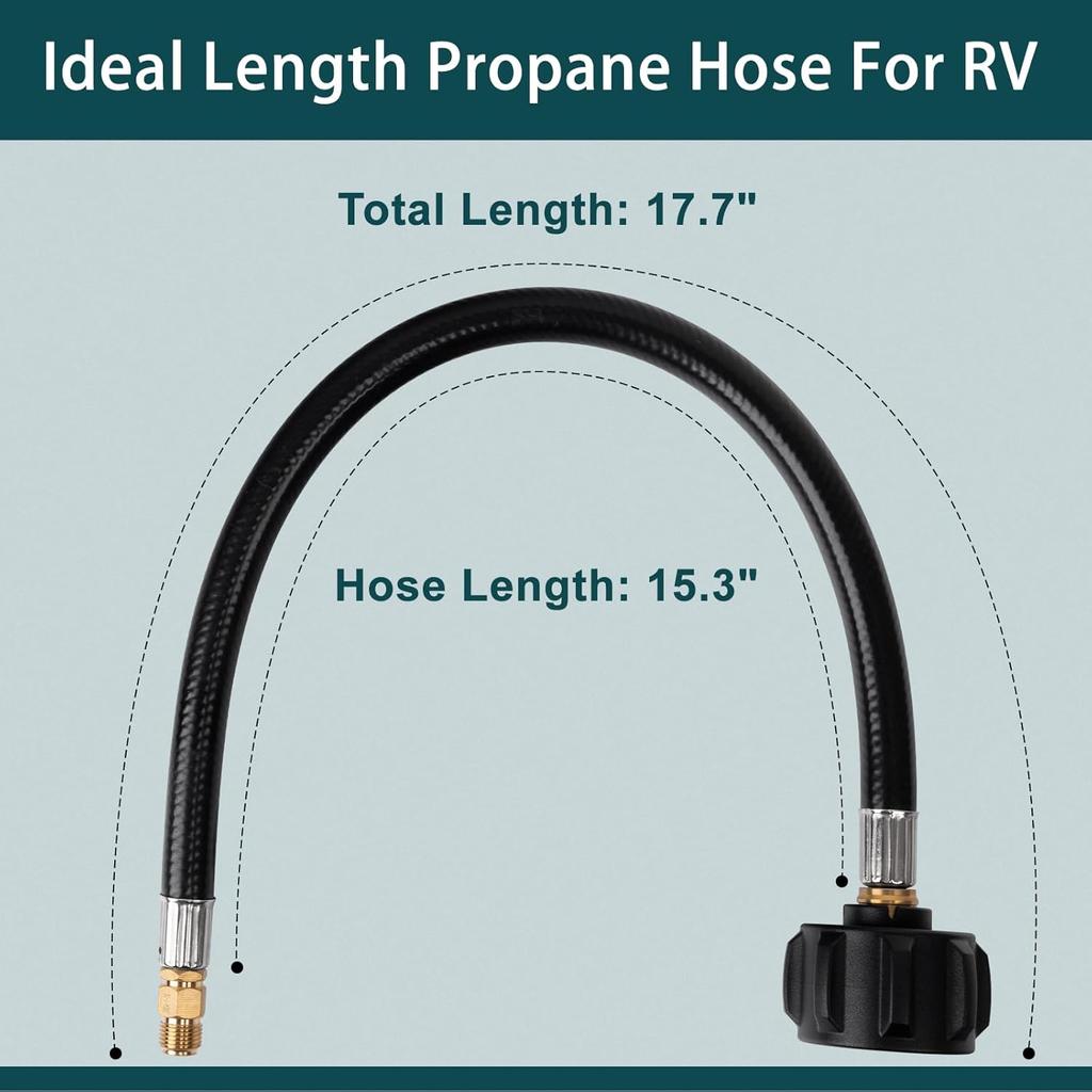 GASPRO 15 Inch RV Propane Hose With 1/4" Male Inverted, Camper Propane Hose Replacement For 2-Stage Auto Changeover Regulator, 2-Pack