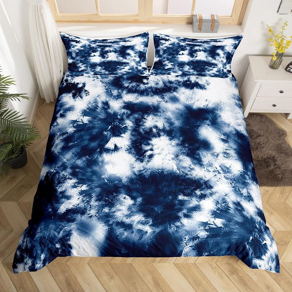 Tie Dye Duvet Cover Set Bohemian Hippie Spiral Printing Queen Bedding Sets Ethnic Boho Comforter Cover Sets For Men Women Kids
