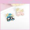 Creative Minimalist Design Mini Rv Shaped Brooch Unique Coconut Tree Pin Accessory