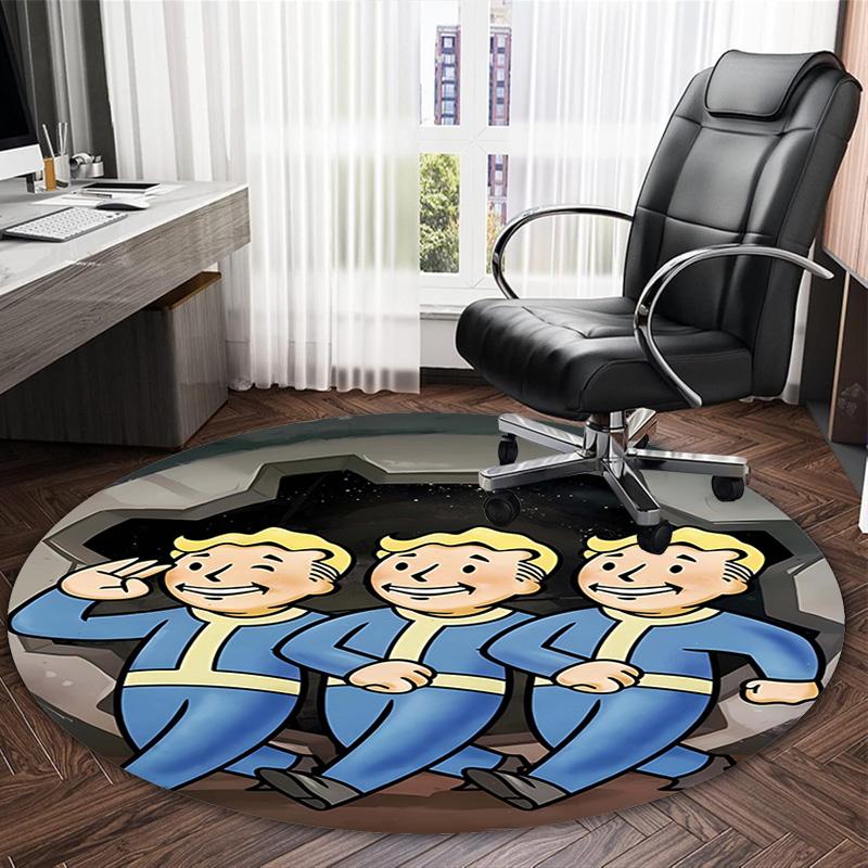 1pc NUKA-BOMBS Fallout1 Print Round Carpet Chair Round Carpet Suitable for Bedroom Living Room Home Decorative Carpet