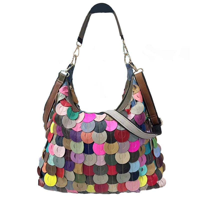 

Bags Women S Bags Sheepskin Colorful Portable Shoulder Messenger Bags Splicing Contrasting Color Bags