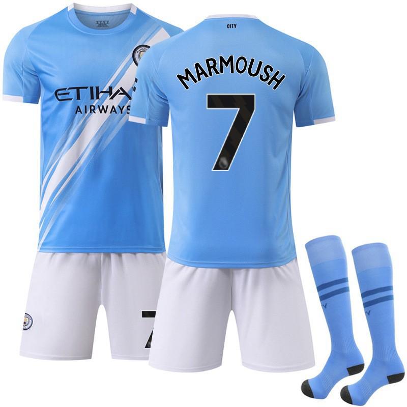 26 Casa del Manchester City N.. 9 Harland Jersey 47 Forden 11 Doku 17 De Braunet Set Uniforme Calcio Bambino