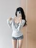 New swimsuit split three-piece blouse pure desire sexy neck striped beach hot spring vacation swimsuit