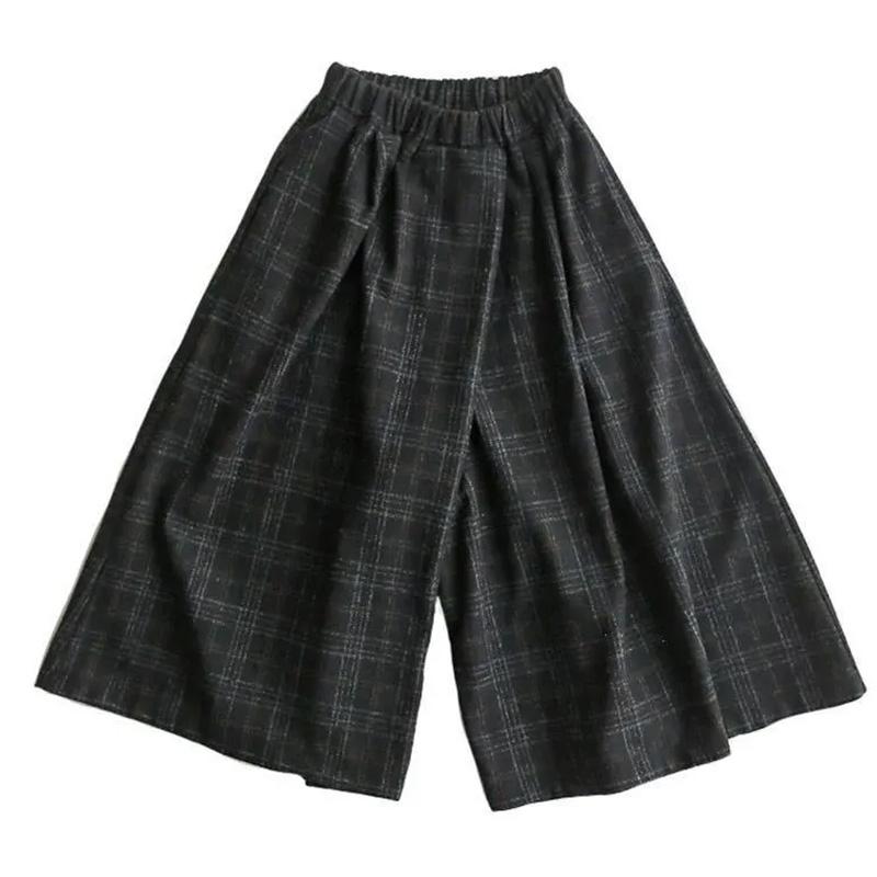 Pants for Women Long Trousers Plus Size Thickened Stretchy Versatile Casual Wide Leg Wide-Leg Tweed Pants