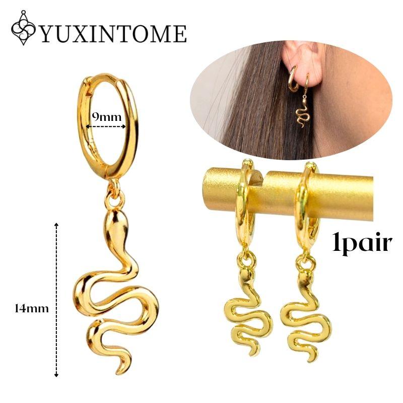 YUXINTOME 925 Silver Ear Needle Zircon Hoop gold Earrings For Women Square Plate Pendant Cutout Heart Earrings Fashion Jewelry