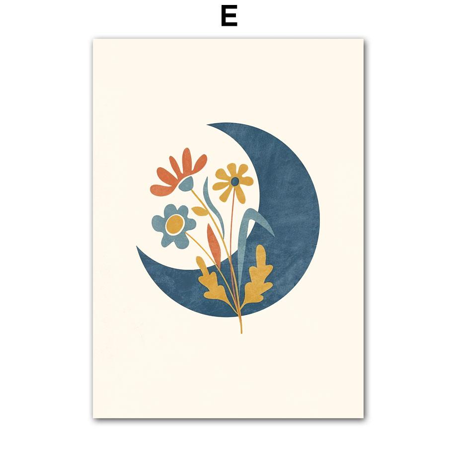 Boho Sonne Blätter Linie Regenbogen Blume Geometrie Abstrakt Poster Drucke Leinwand Malerei Wandkunst Bilder Für Wohnzimmer Dekor