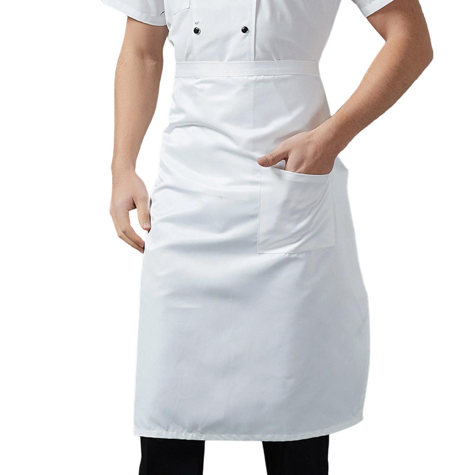 Multifunctional Polyester Half Cut Kitchen Apron Chefs Work Apron Stain Resistant for Professional Cooks Waiters