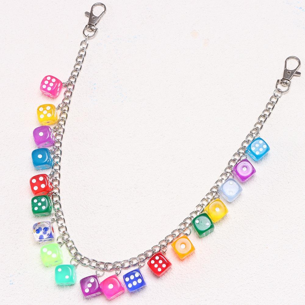 

Jeans Chain Double-layer Metal Pants Chain Gothic Punk Belt Chain Colorful Dice Waist Chain Female Style 9