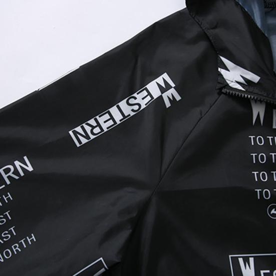 Menn jakke hette glidelås lukkes anti-UV pustende vindtett daglig slitasje elastisk mansjett Bokstavtrykk jakke frakk for hverdagen