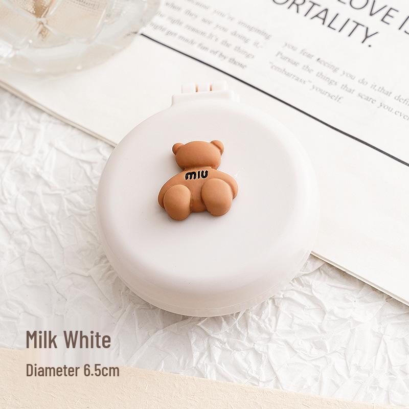 Cute Cream Cartoon Folding Air Cushion Mirror-Comb: Portable Mini Massage Comb
