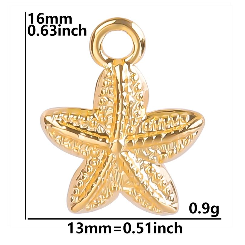 6pcs Real Gold Plated Ocean Animal Turtle Shell Conch Starfish Diy Charms For Jewelry Making Bulk Stainless Steel Charm Pendant