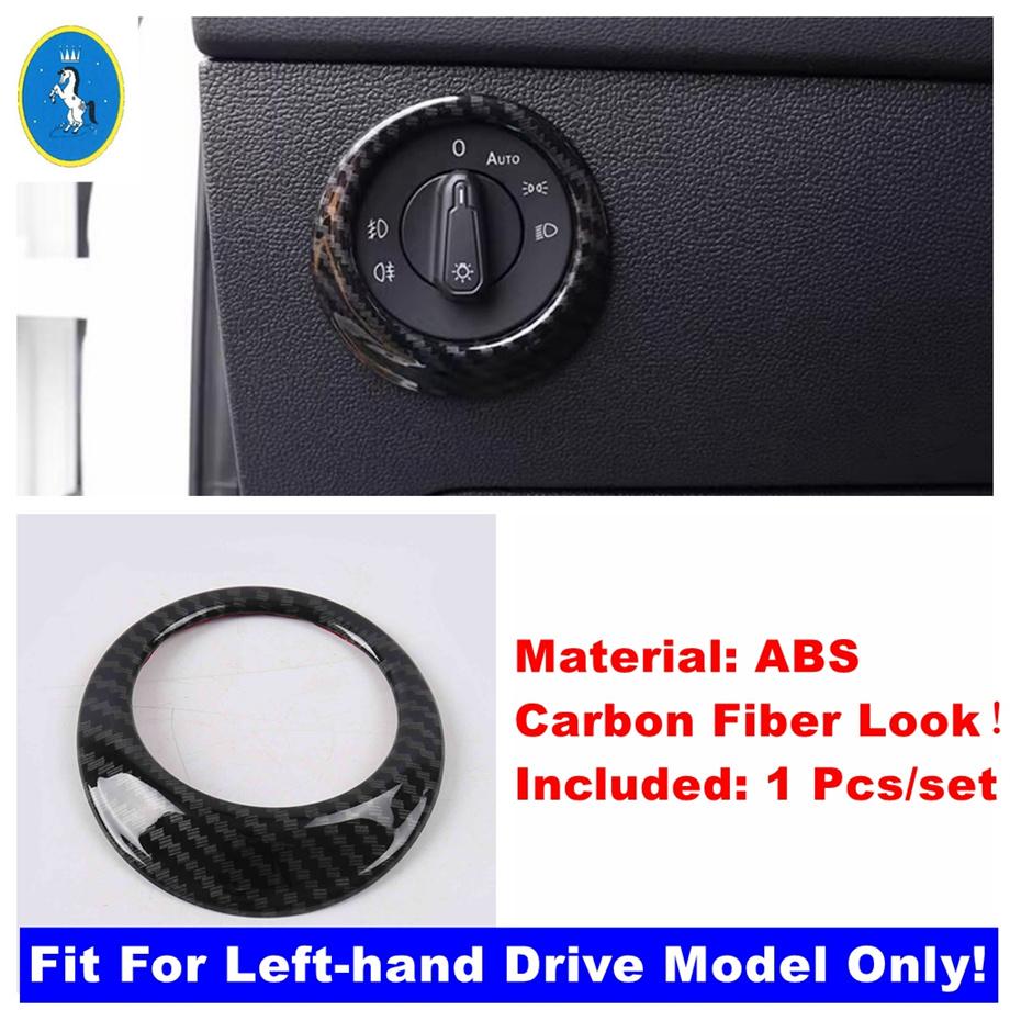 Auto Head Lights Switch / Water Cup Holder Cover Trim Accessories For VW Volkswagen Tharu / Taos 2018 - Carbon Fiber Look