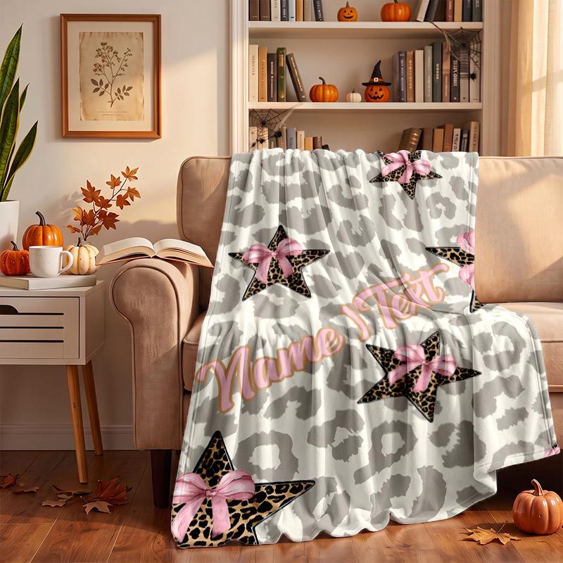 Trendy Leopard Print Custom Flannel Blankets Soft Warm Cozy Throws for Home Decor Holiday Gifts