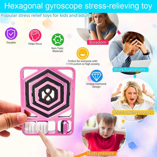 Multifunkční Fidget Karta Hračka Děti Dospívající Dospělí Přenosná Cestovní Úleva od Stresu Úzkosti 360 Stupňů Rotace Šestiúhelníkový Spinner Senzorická Hračka