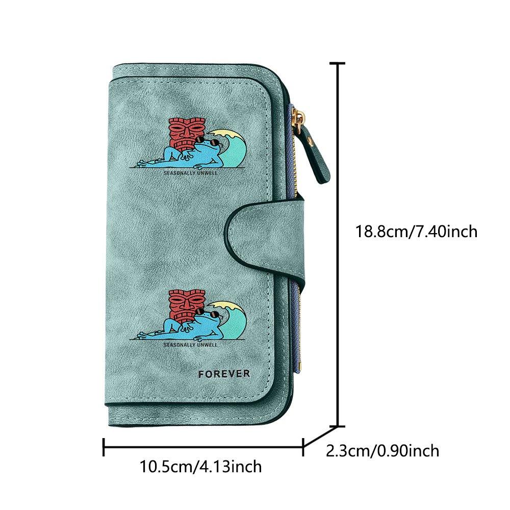 1pc Tiki Frog Vacation Long Zipper Wallet, Large Capacity Card Holder, Unisex Clutch Bag, Fashionable Zipper Coin Purse, Suitable for Daily Use, A