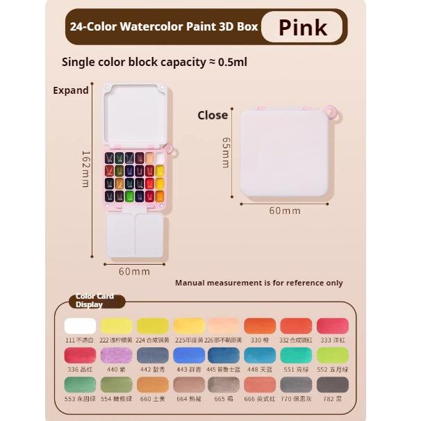 24 Colors Watercolor Paint Set Schmincke 0.5ml Mini Pocket Travel Watercolour Paint Palette Set for Painters Artists Students