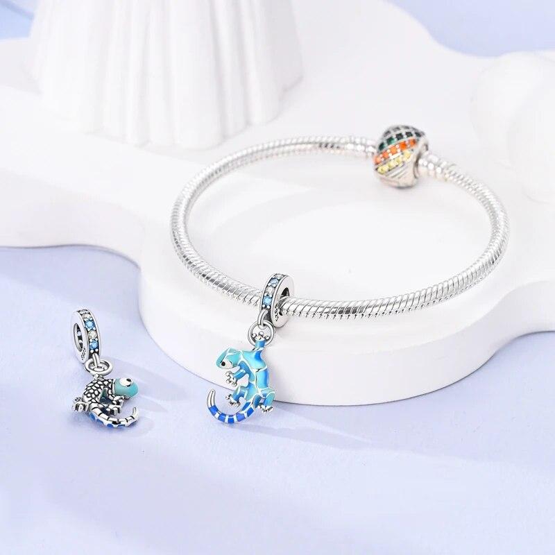 Charms Fit ForNew Original Bransoletka 100% 925 Srebro Sterlingowe Słoń Mama I Dziecko Tyrannosaurus Animal Charms Biżuteria DIY