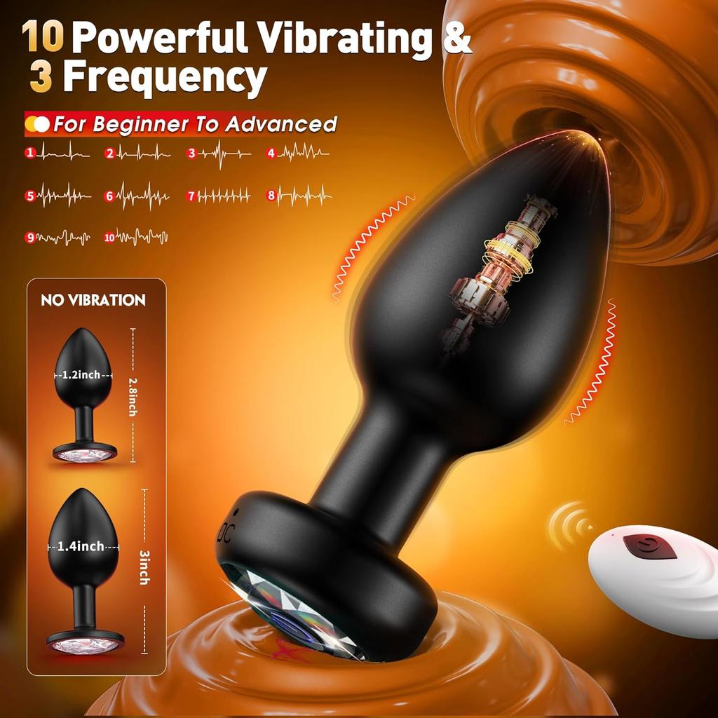 Vibrating Anal Plug Butt Plug, 3PCS Silicone Set with Remote Control, 10 Vibration Modes for Men & Women, Prostate Massager Adult Toy