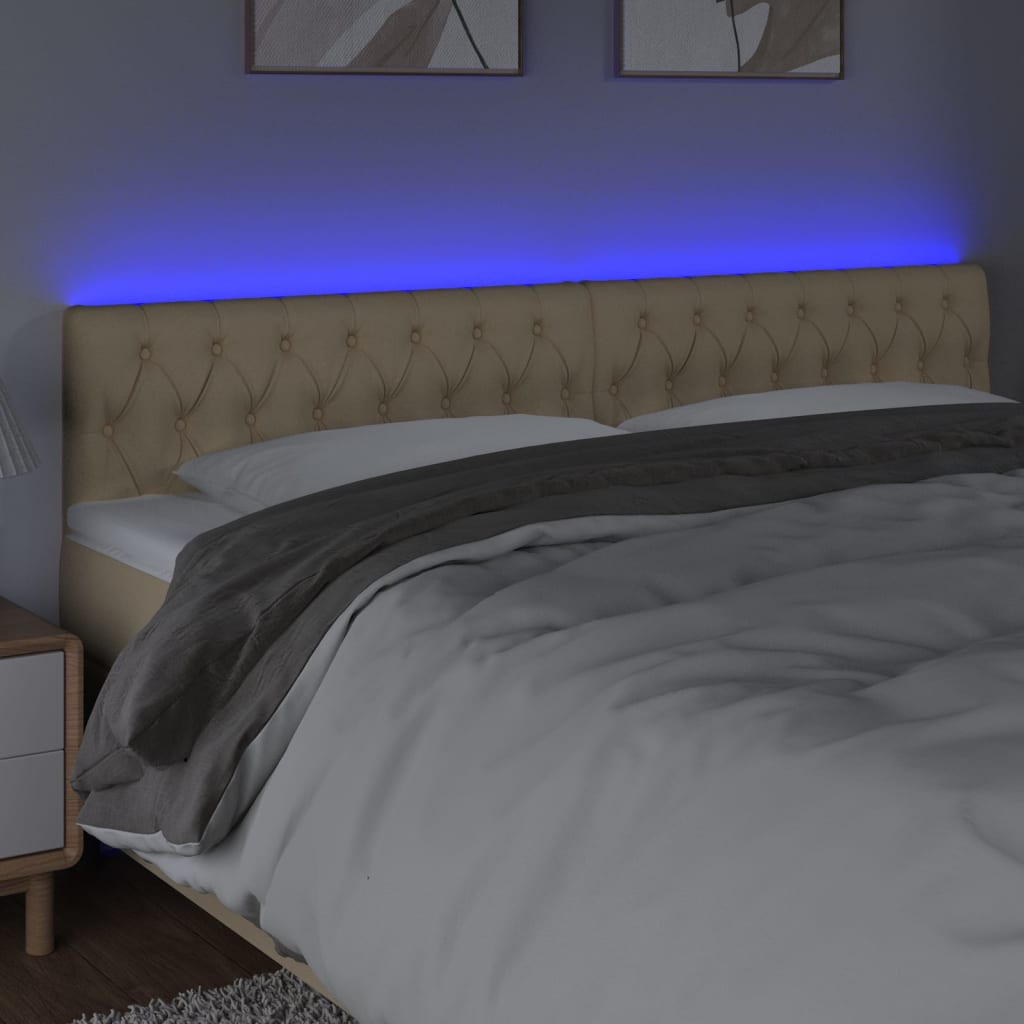 LED Headboard Cream 180x7x78 88 cm Fabric