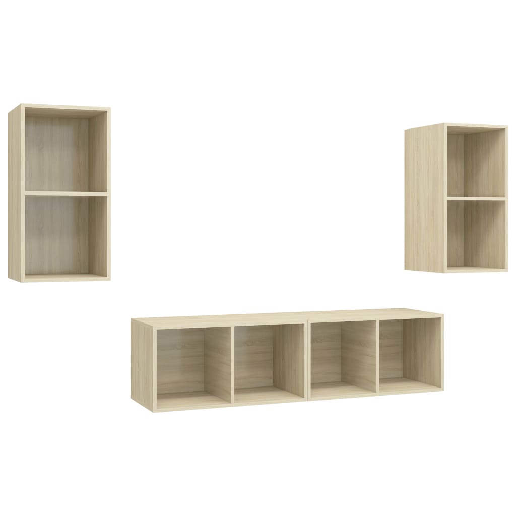 TV Wall Cabinets Set 4 Pcs Sonoma Oak Effect Particleboard