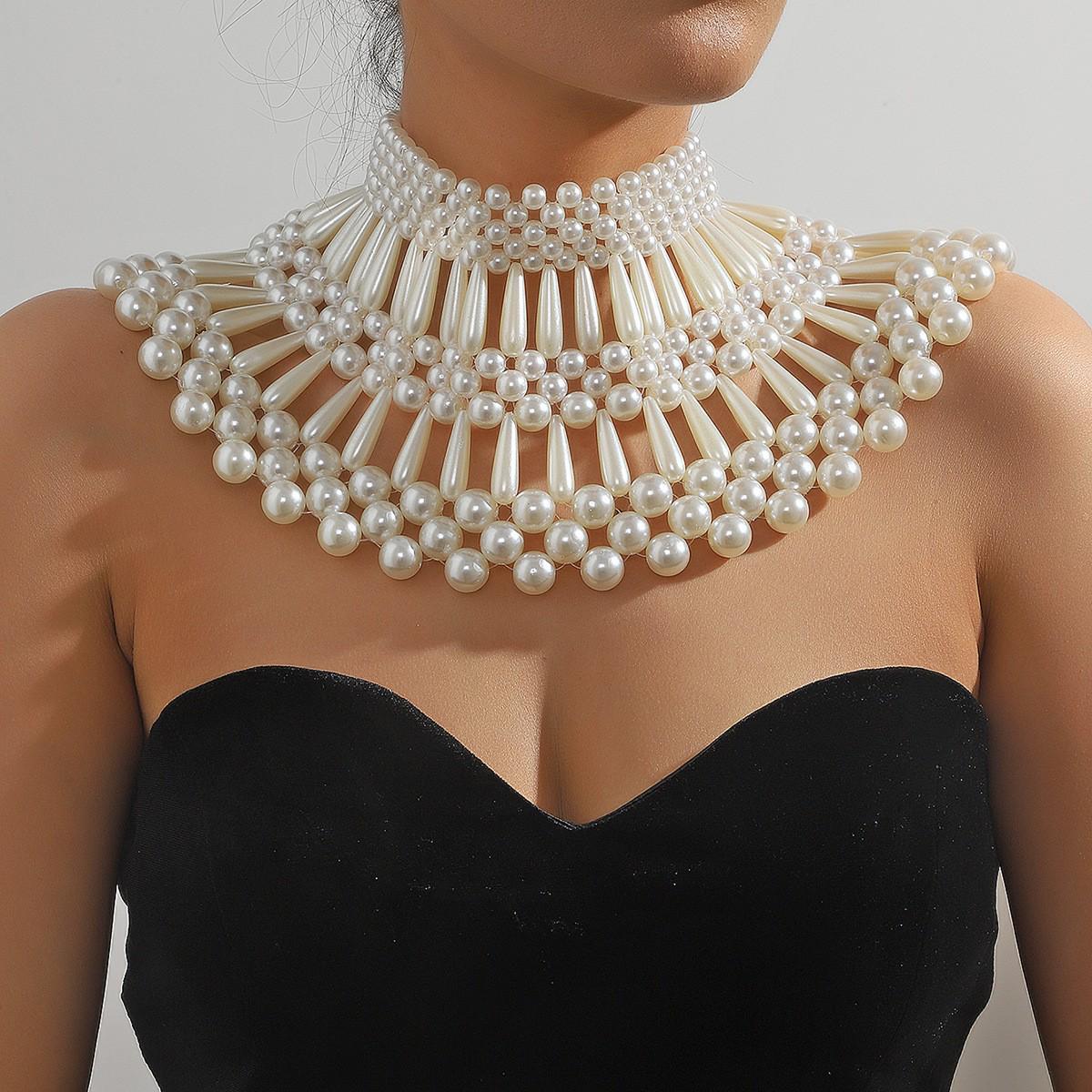 

Модная креативная блузка с цепочкой на тело из полого жемчуга - стильный европейский и американский модный аксессуар