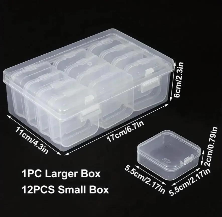 121415pcs Transparent Plastic Box Portable Diy Handmade Jewelry Storage Box Bedroom Desktop Storage Set Box 1890₽