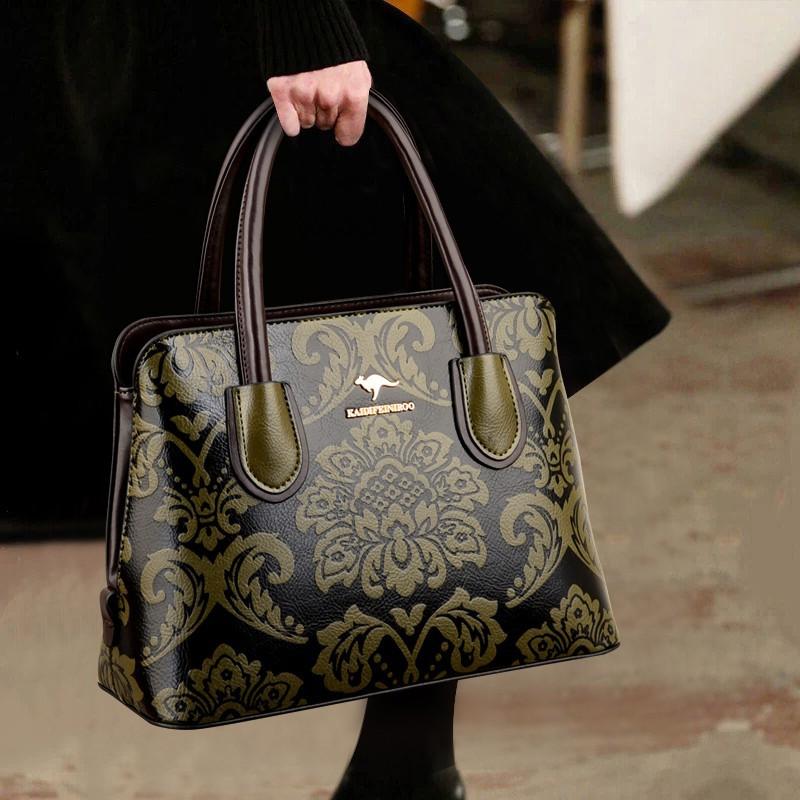 Large-capacity Tote Bag for Ladies, Embossed Handbag, Retro Mom Bag
