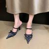 New High-heeled Shoes - Women's Headband Pointed-toe Thin-heeled Flip-flops