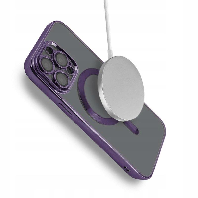 Etui do iphone 11 magsafe magshine obudowa wzmacniana fioletowy case +szkło
