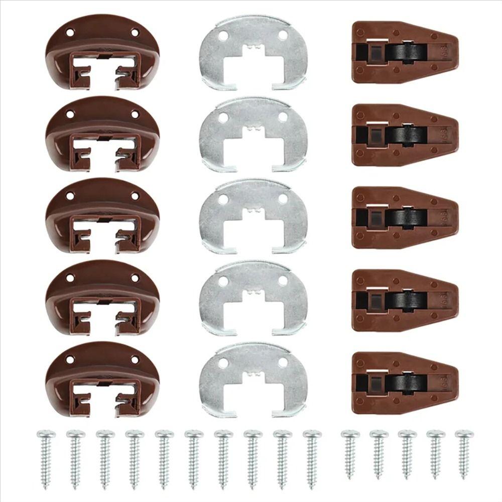1Set Plastic Metal Drawer Guide Slide Accessory with Roller Universal Drawer Track Slide Kit Brown Drawer Slide Replacement Part 40mm