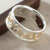 Vintage Handgeschnitzter Geometrie Damenring Zweifarbiges Metall Geometrie Tägliches Tragen Party Schmuck Jahrestagsgeschenk