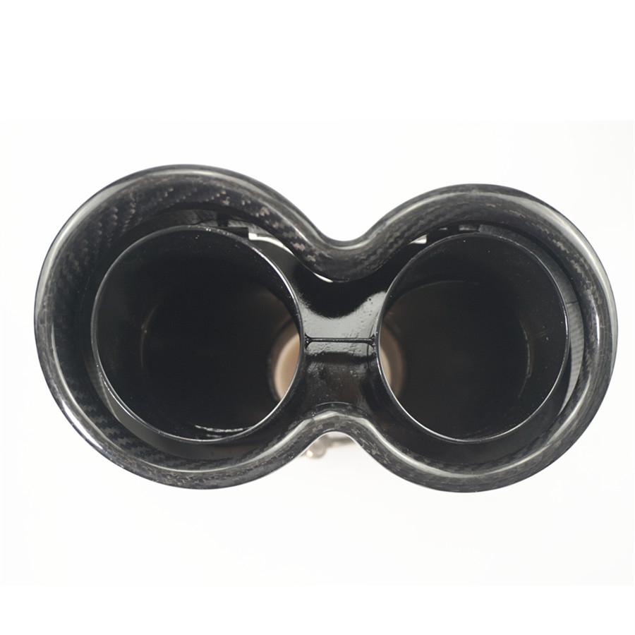 Universal H Style Pair 63mm Inlet 3D Glossy 100% Real Carbon Fiber Car SUV Conjoined Dual Exhaust Pipe Tail Muffler Tip
