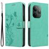 For Realme GT 6 5G PU Leather Cases Flower Pattern Wallet Stand Phone Cover with Strap