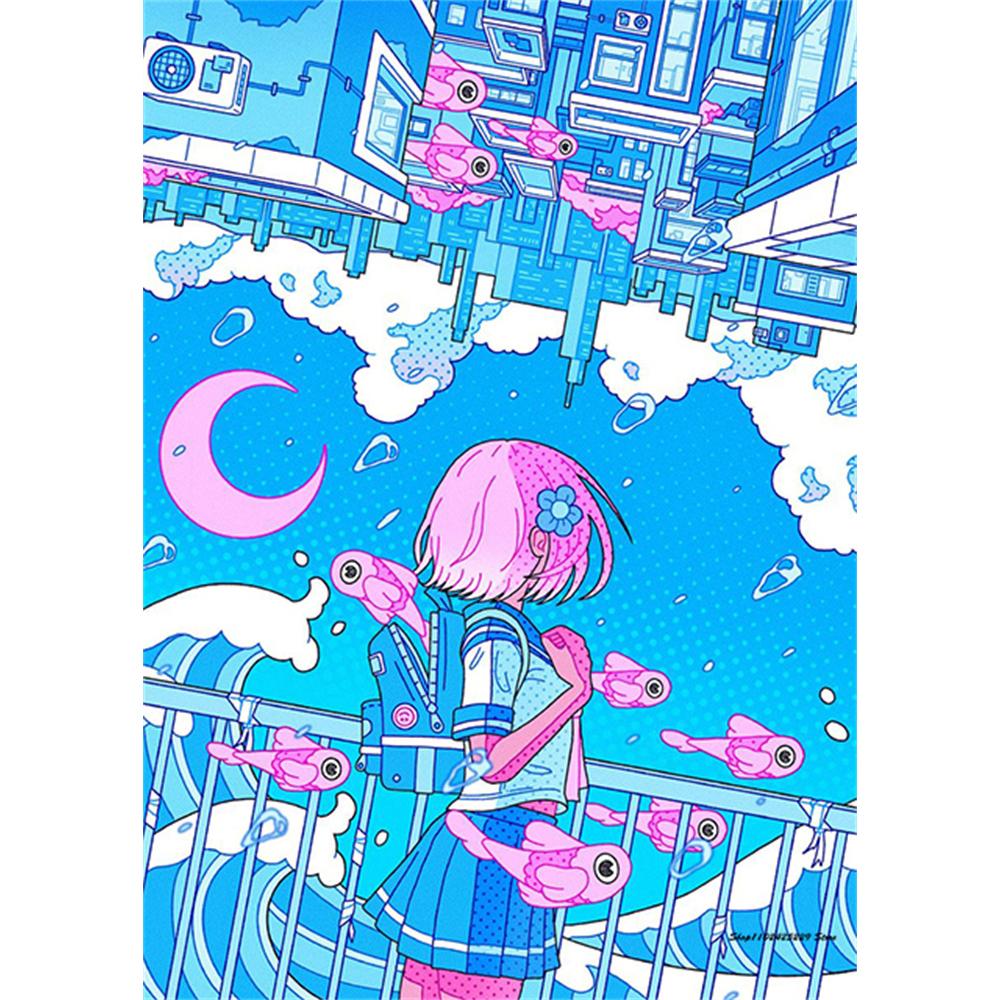 Diamond Painting Kit Modern Cartoon Girl 5D DIY Diamond Embroidery Cross Stitch Handmade Art Gift Crafts Home Decor Gift