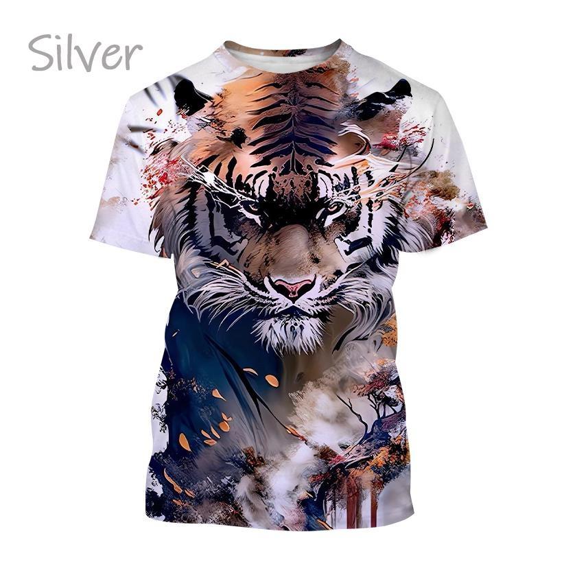 Animal White Tiger 3d Print Summer Men/Women O-Neck T-shirt Casual Short Sleeve Oversized T Shirt Fashion Tops Unisex Clothing