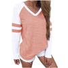 Fashion Women's V-collar Splicing Long Sleeves Leisure Time Tops Blouses