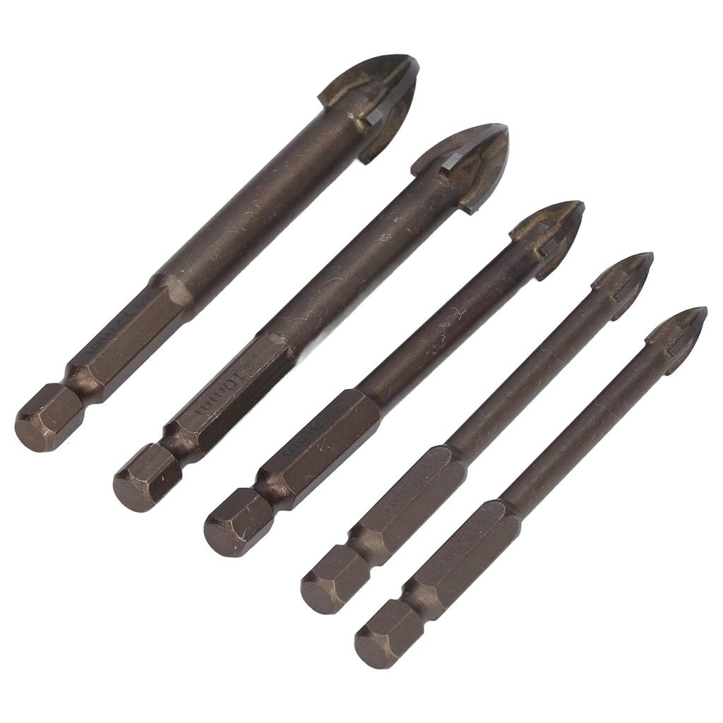 5Pcs Cross Tile Drill Bit Carbide Hex Shank Drills Bits Concrete Hole Opener for Glass Ceramic