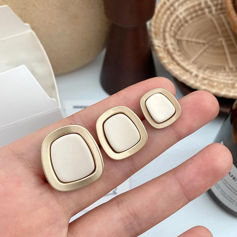 10Pcs/lot 17/21/25mm Multicolor Sunken Shape Metal Button Rectangular Beige Black Coffee Sweater Hair Rope Decorative Button
