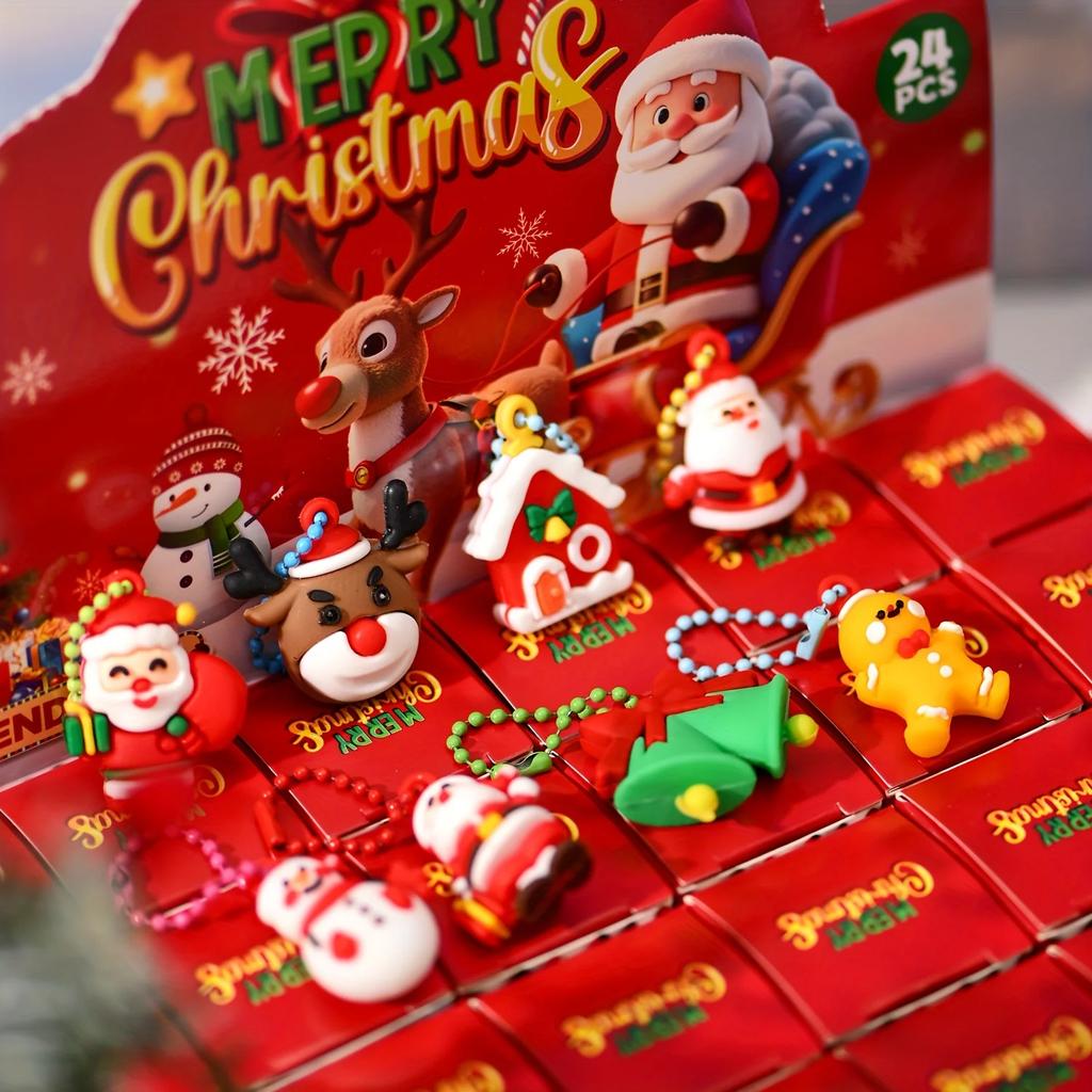 24Pcs -Christmas Themed Party Key Ring Gift Pack Surprise Box, Suitable As Christmas Gift Party Gift, Best For Christmas*****